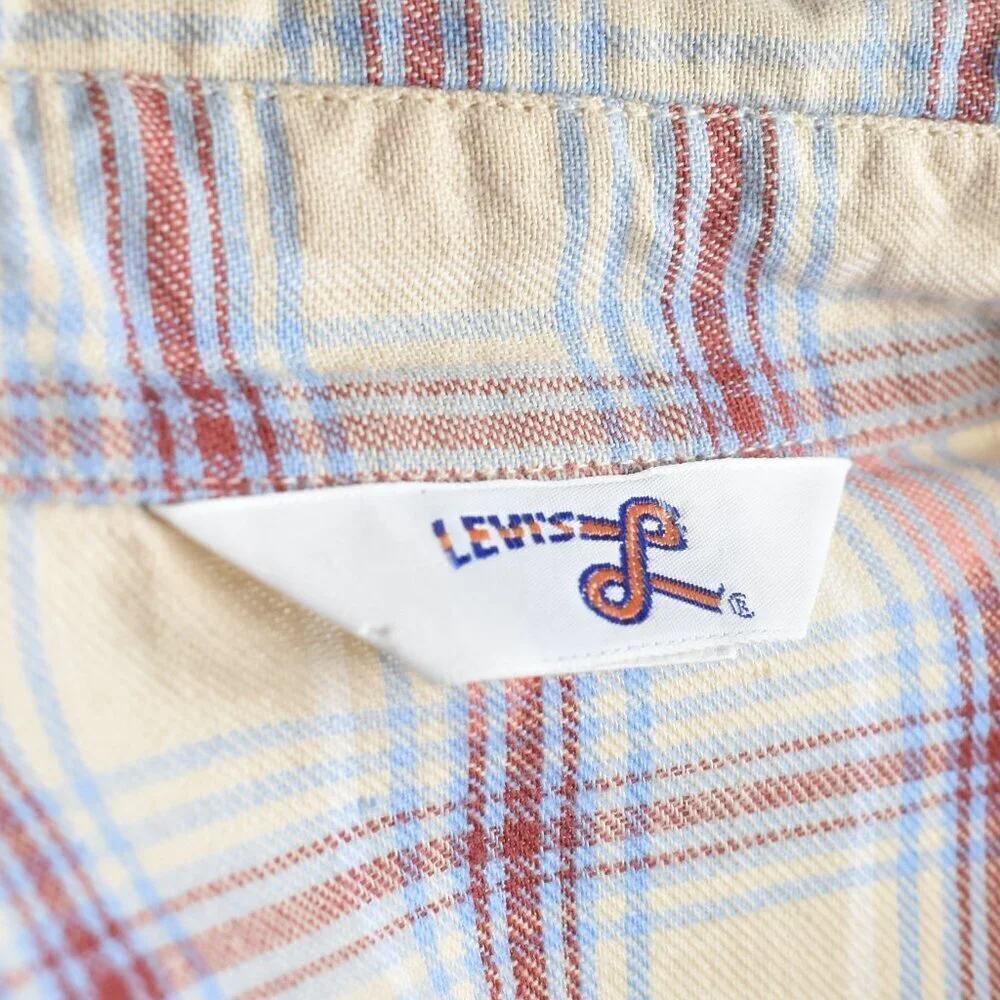 Vintage 70s Levi's Plaid Button Front Shirt - M - Picture 12 of 13